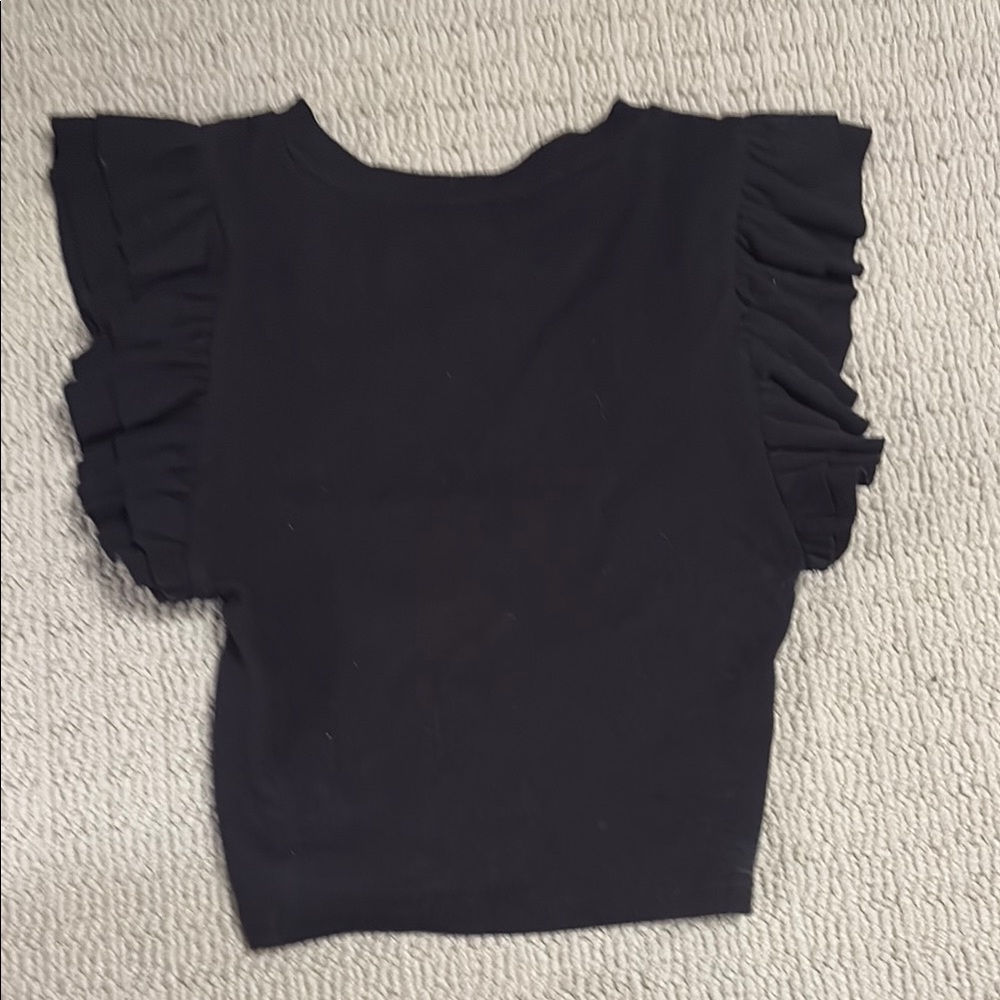 Zara Black Ruffle Sleeve Top